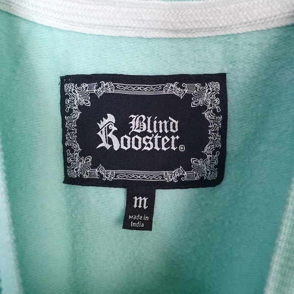 BLIND ROOSTER Embroidered Luxury Ocean‎ Wave Crewneck Sweater Teal Men's Size M - Picture 8 of 11